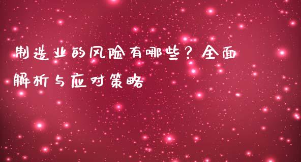 制造业的风险有哪些？全面解析与应对策略_https://cj001.lansai.wang_金融问答_第1张
