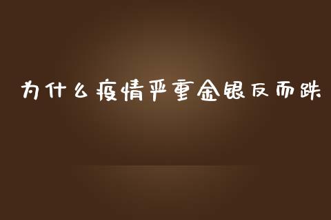 为什么疫情严重金银反而跌_https://cj001.lansai.wang_期货问答_第1张