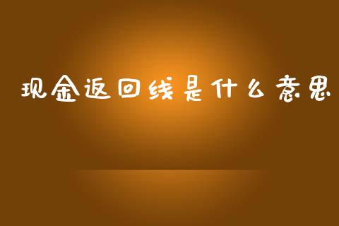 现金返回线是什么意思_https://cj001.lansai.wang_会计问答_第1张