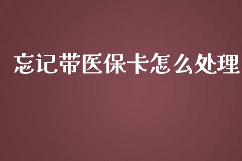 忘记带医保卡怎么处理_https://cj001.lansai.wang_保险问答_第1张